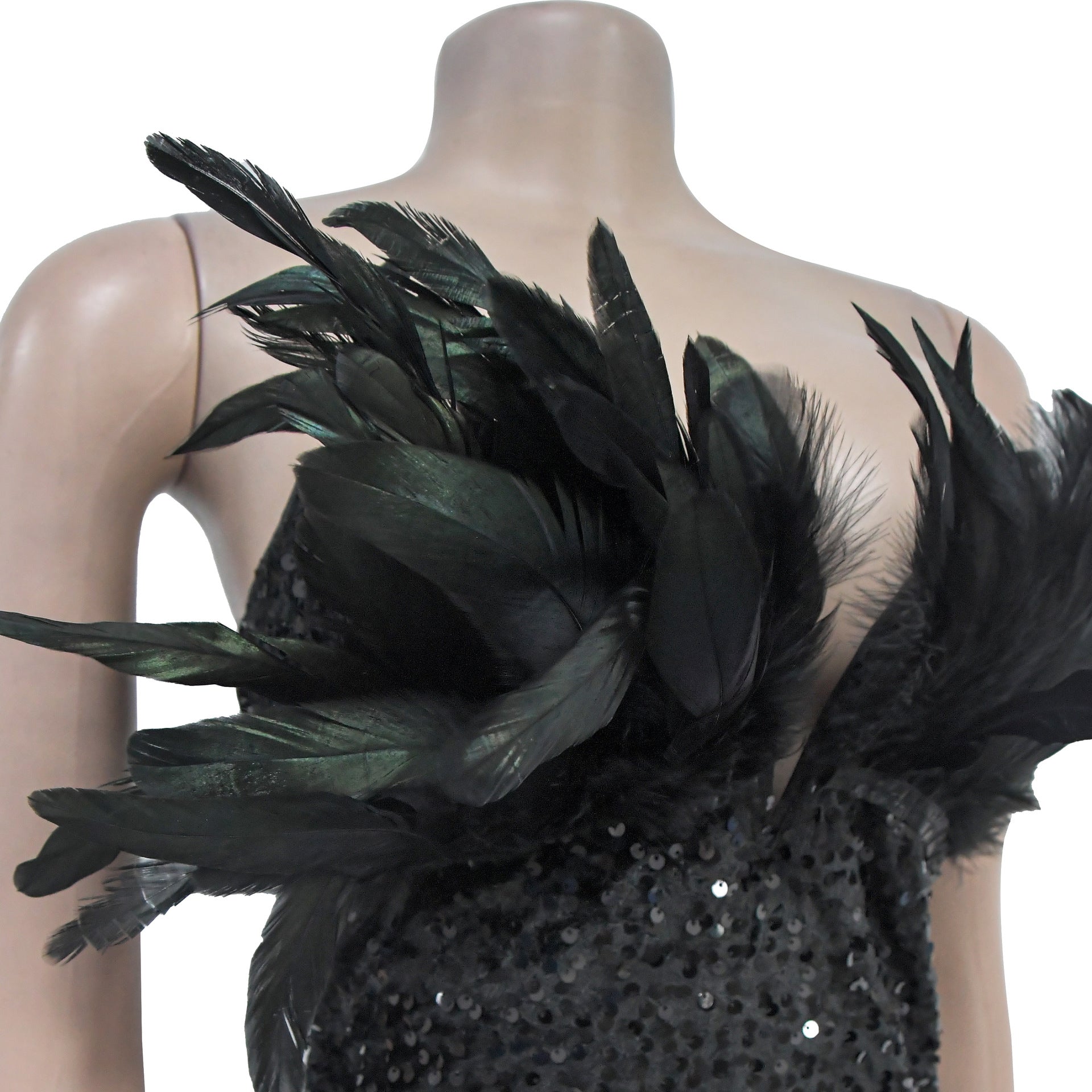 Women Sequin Feather Sleeveless Dress 19