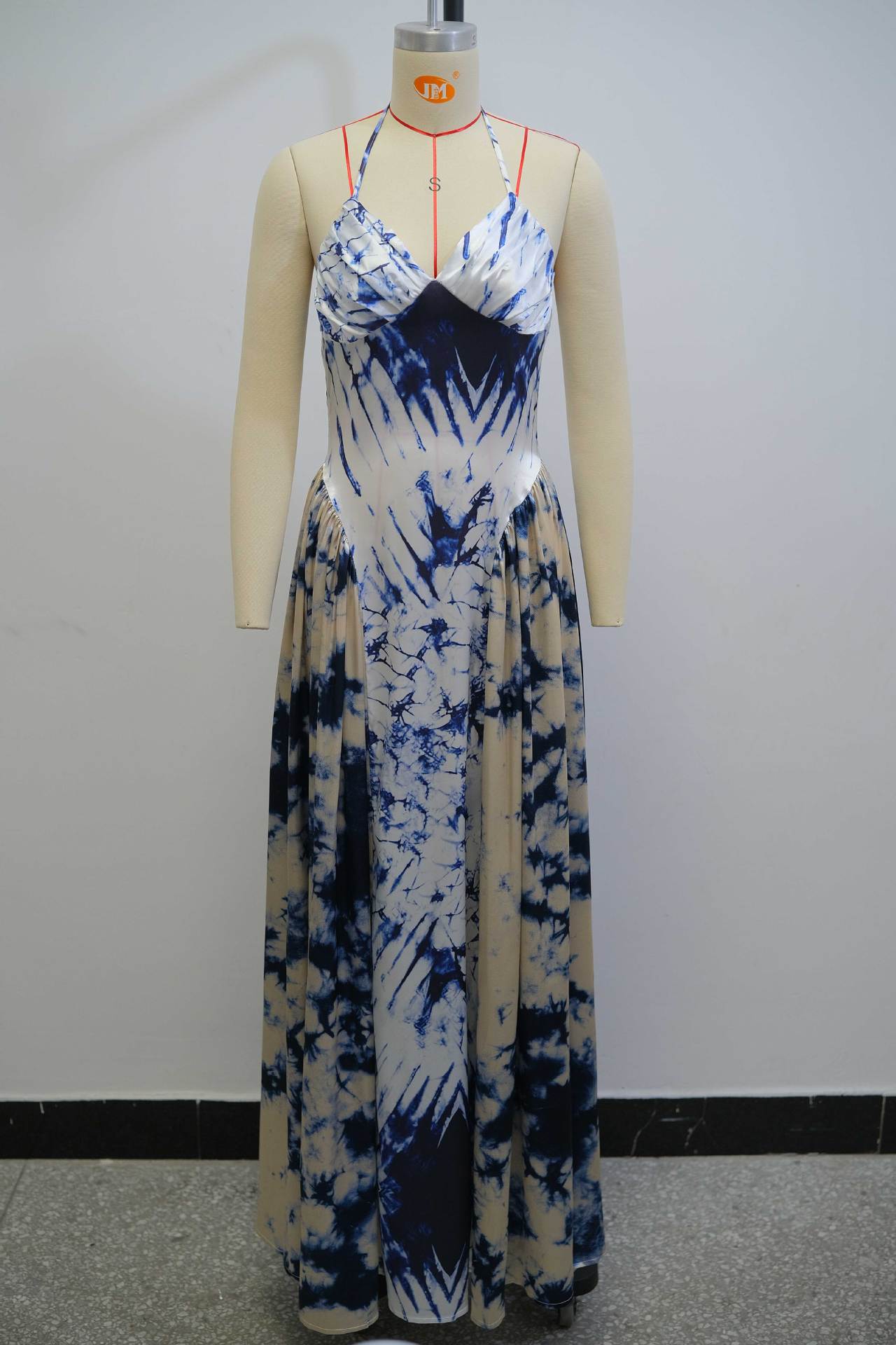 Women summer v-neck Halter Neck Sleeveless Printed Dress 7