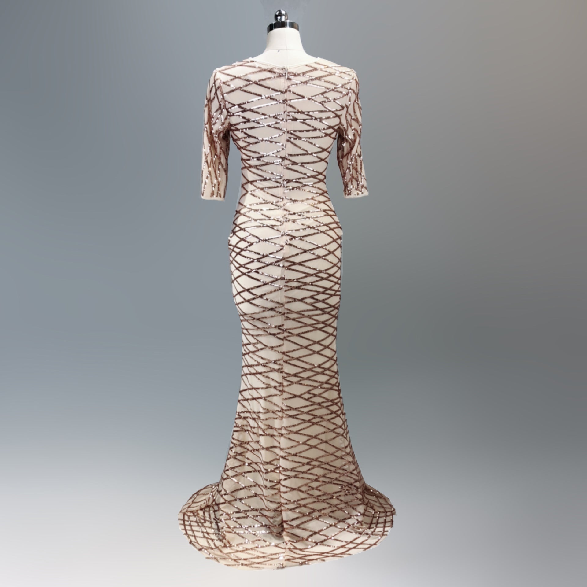 Long Sequin Half Sleeve Plus Size Fat Beauty Mermaid Formal Party Evening Dress 14