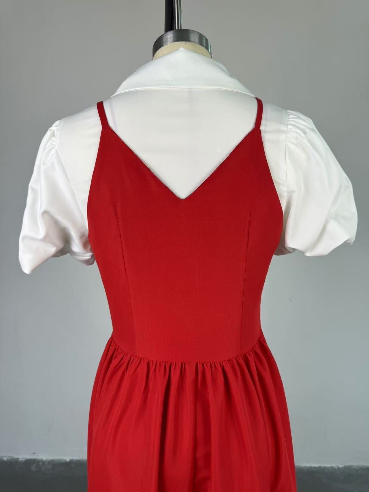 Women autumn elegant puff sleeve shirt collar dress 6