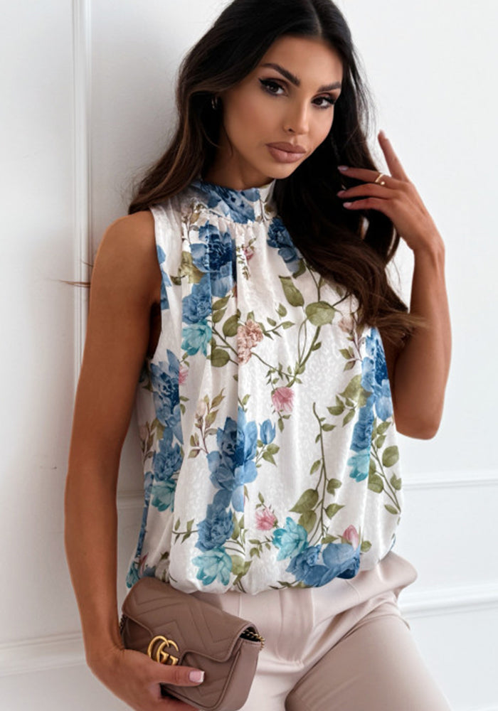 Summer Fashion Career Sleeveless Printed Lace-Up Blouses for Women