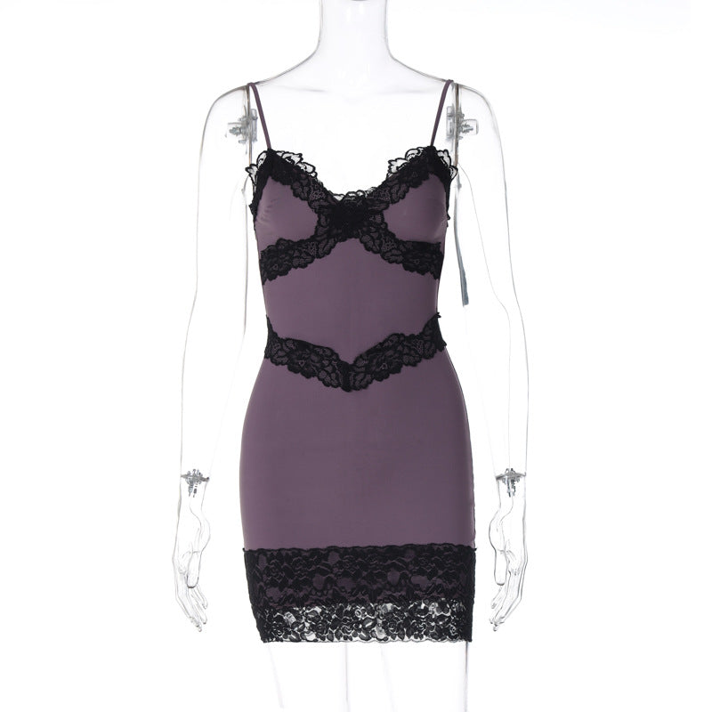 Sexy V-Neck Lace Patchwork Strap Night Dress 7