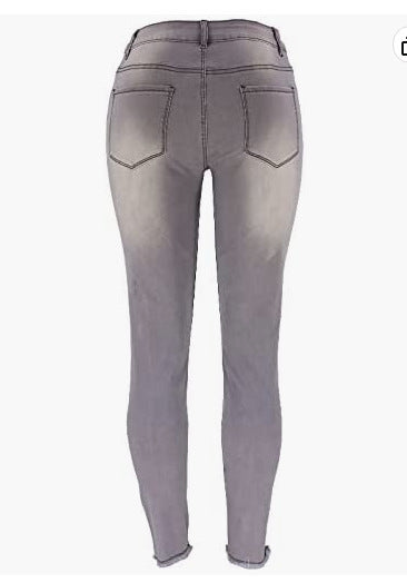 Women Stretchy Ripped Denim Pants 8