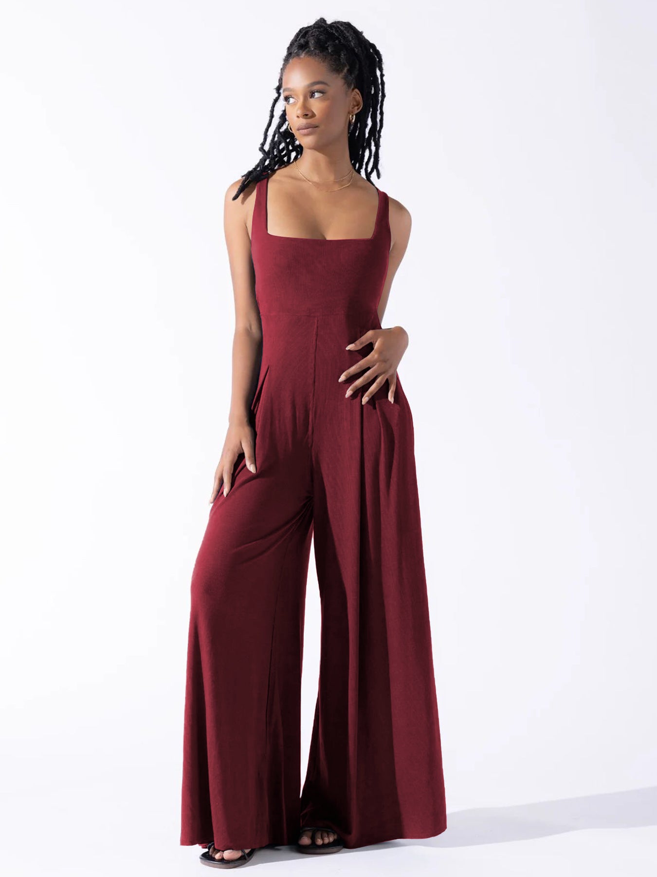 Spring Summer Loose Casual Women's Chic Sleeveless Slim Waist Jumpsuit 10