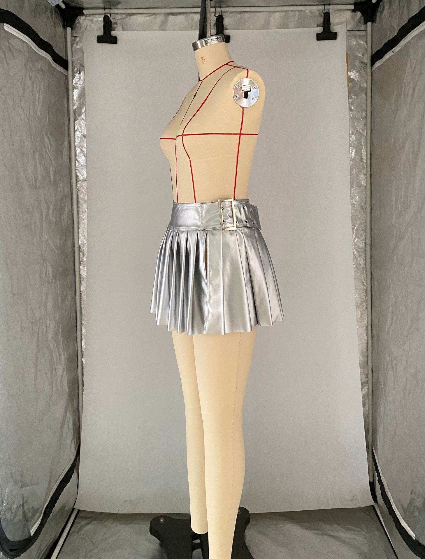 Women's Solid A-Line Pleated Sexy Fashion Mini Pu Leather Skirt 13