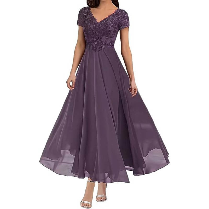 Plus Size Women V-neck Chiffon Formal Party evening dress（Processing time need 3-6 days） 19