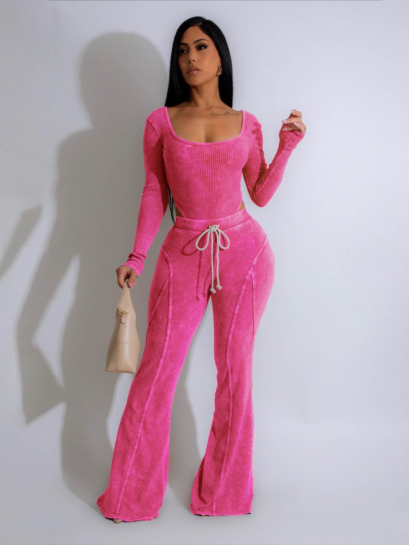 Women autumn and winter sexy bodysuit and Pant two-piece set 3