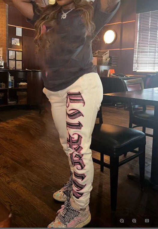 Women Printed Fleece Casual Pants 4