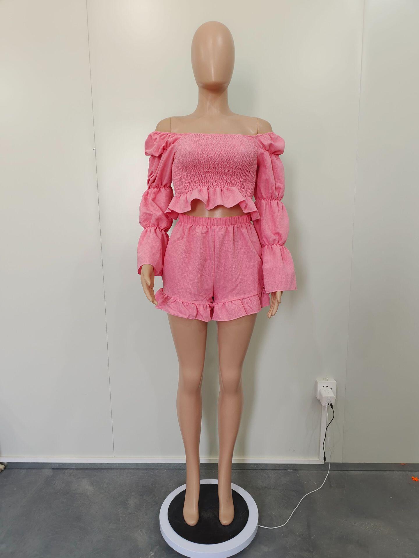 Sexy women's blouse with piled sleeves and pleated suit 18