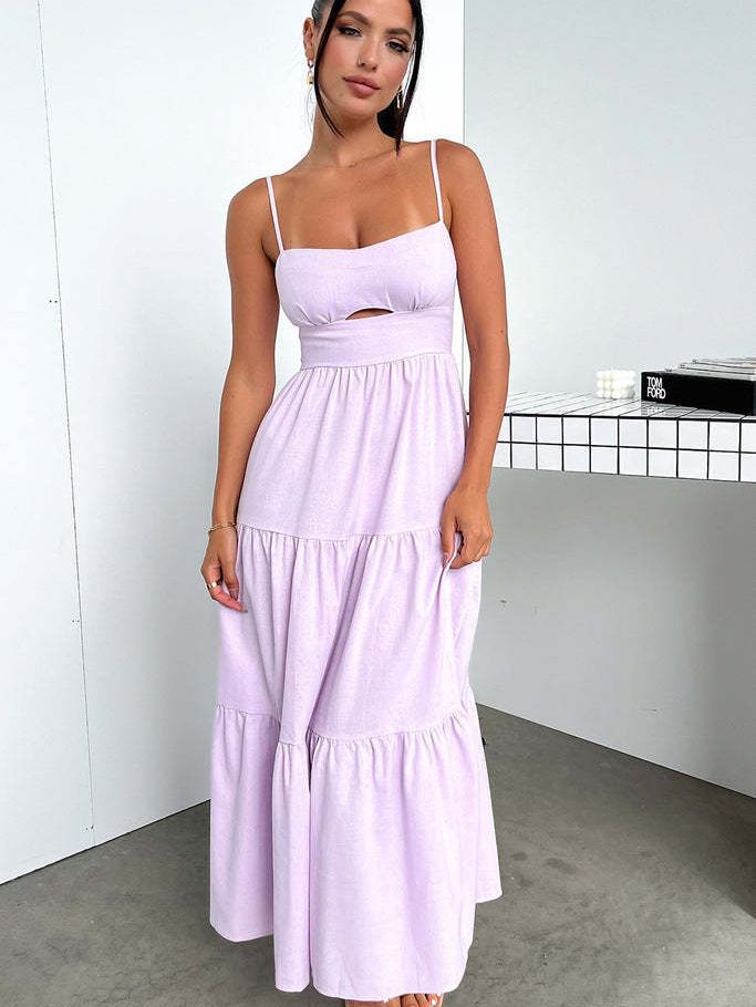 Women Summer Sling Soid Dress 6