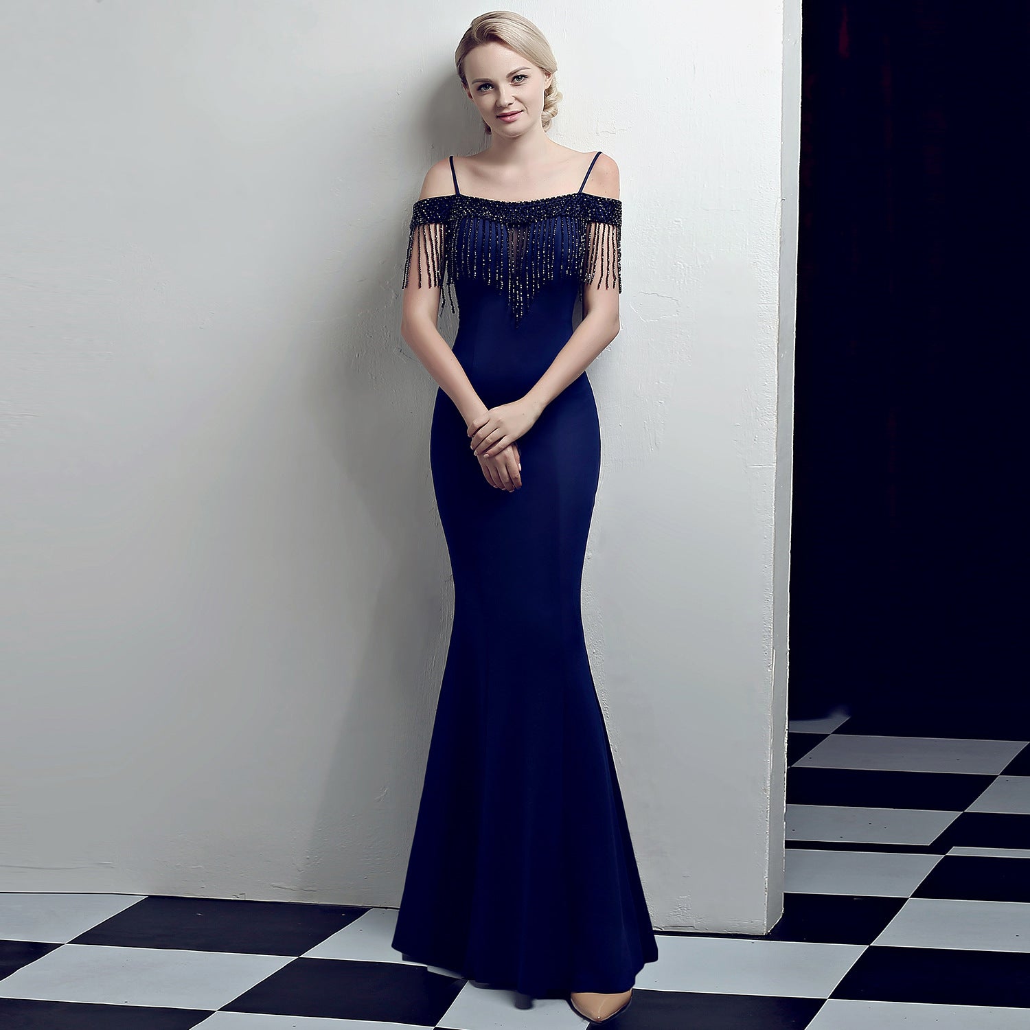 Bridal Toast Dress Fashion Fishtail Slim Fit Long Formal Party Elegant Red Evening Dress 15