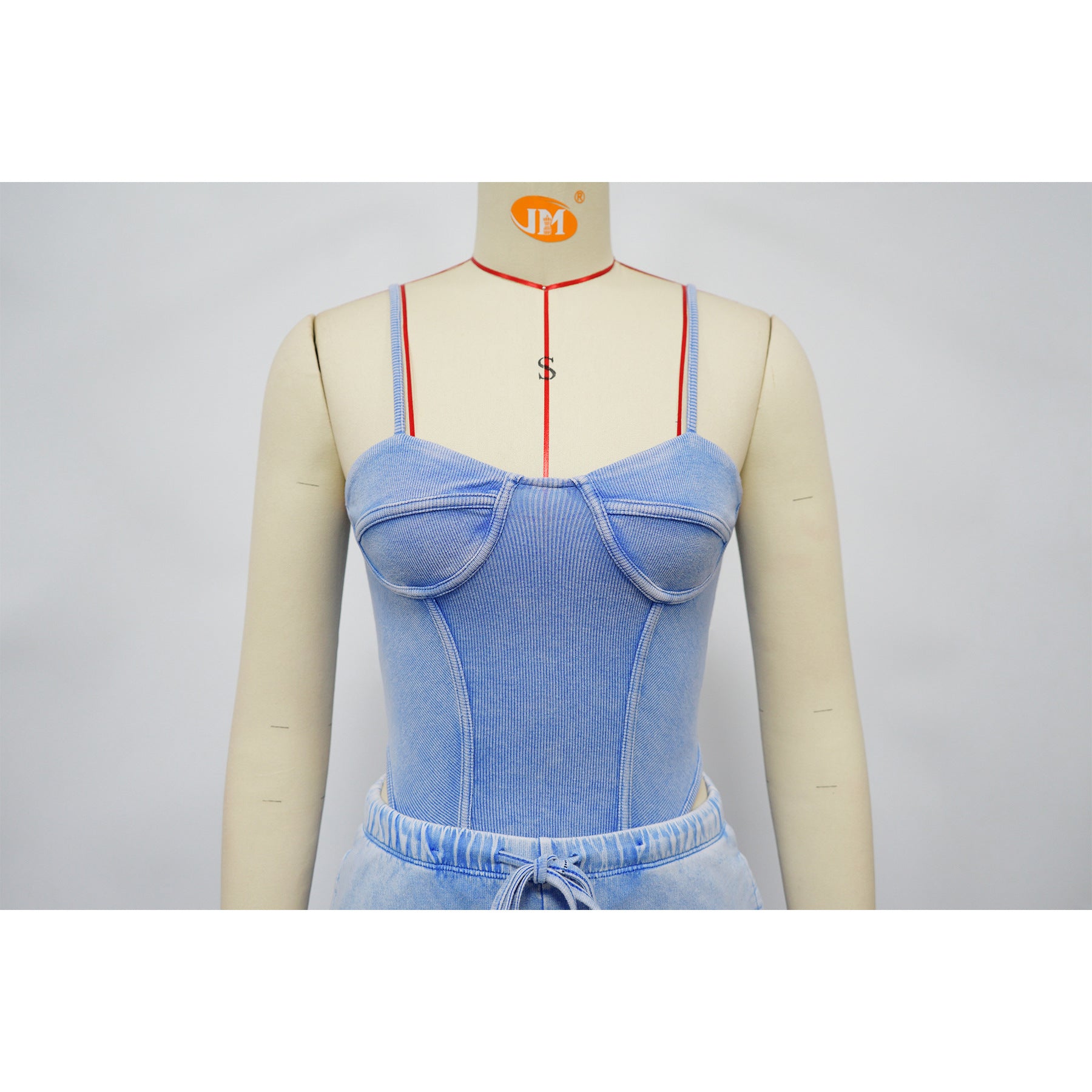 Women Sexy Cotton Washed Strapless Top and Pant Two-Piece Set 35