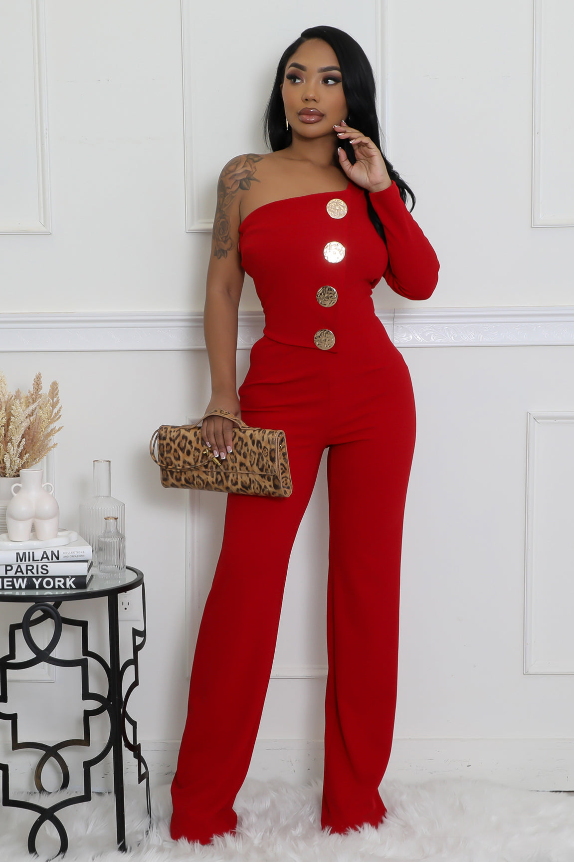 Women Sexy One Shoulder Long Sleeve Jumpsuits 11