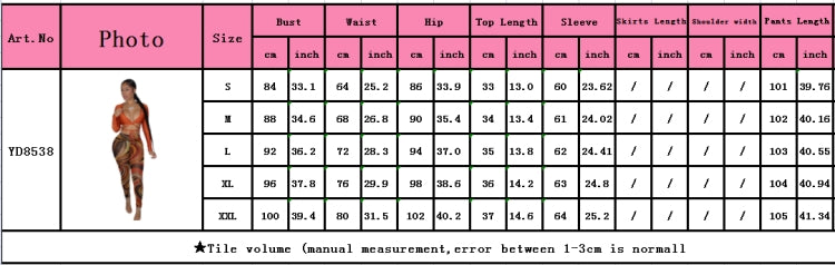 Fall Sexy Yellow Wrap Tied Long Sleeve Crop Top and Printed Tight Pants Set 3