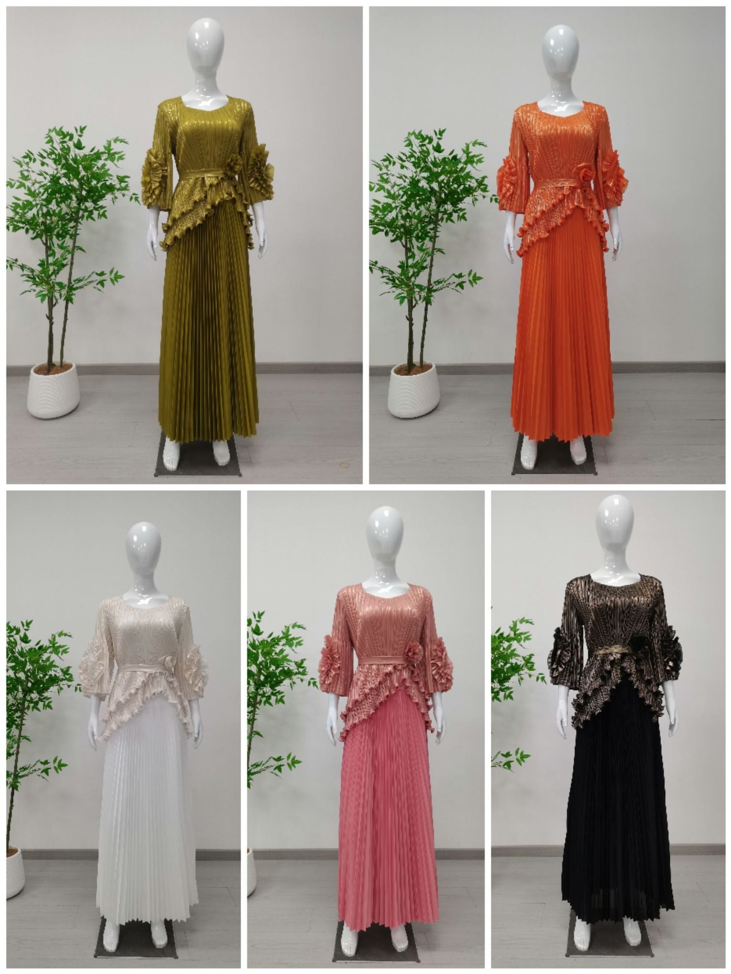 Plus Size Women Casual Pleated Irregular Top and Skirt Two Piece Set 12