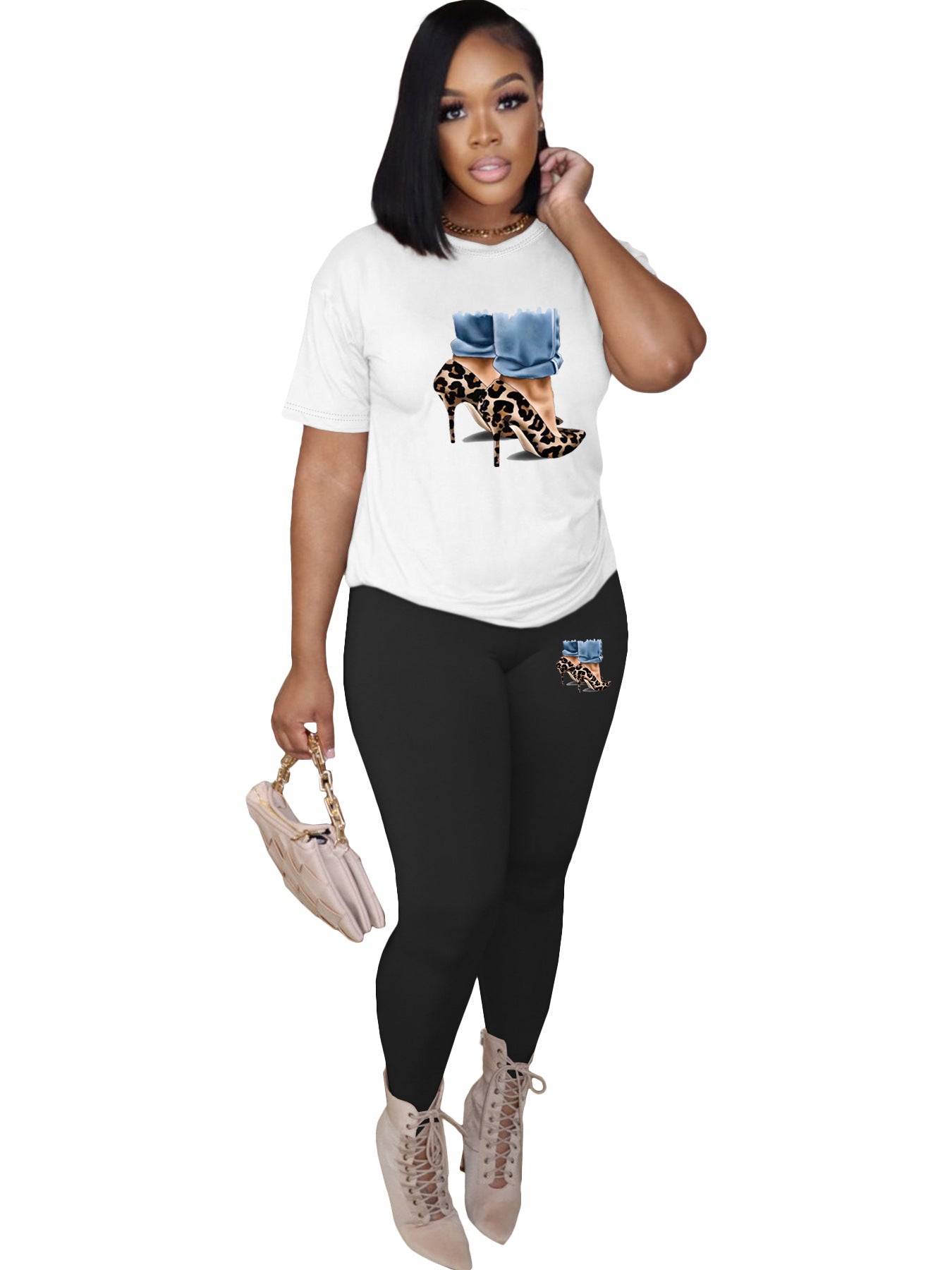 Women Solid Printed Top and Pant Casual Two-piece Set