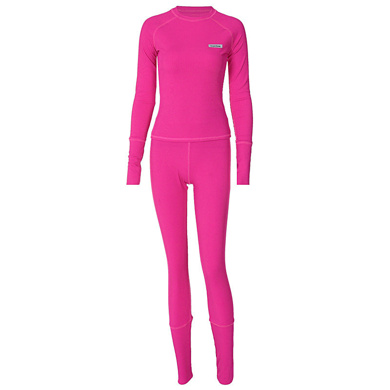 Women Winter Long Sleeve Top and Sports Tight Pants Two-piece Set 8