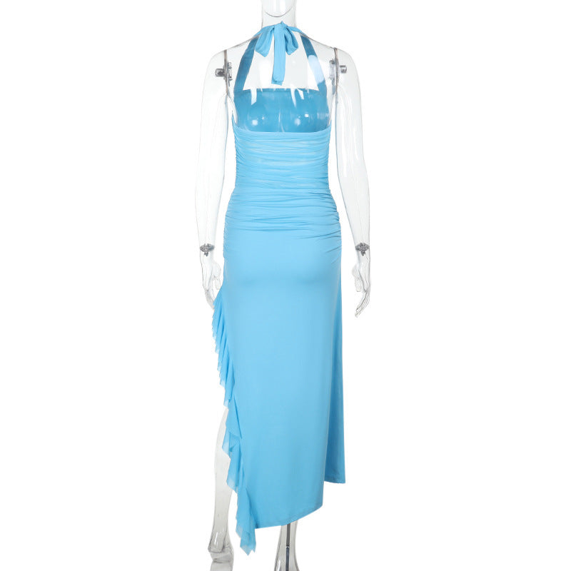 Women Halter Neck Ruffle Dress 9