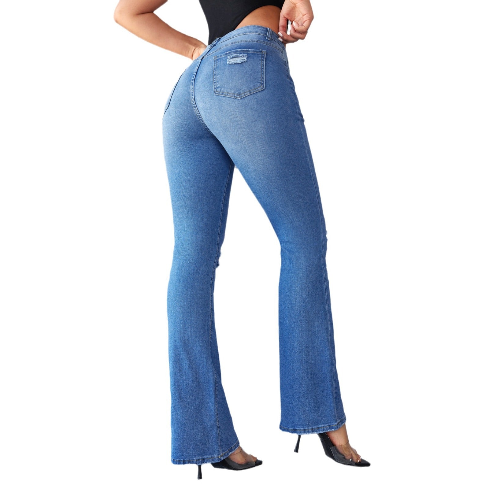 Slim Fit High-Waist Stretch Ripped Women's Denim Pants 3