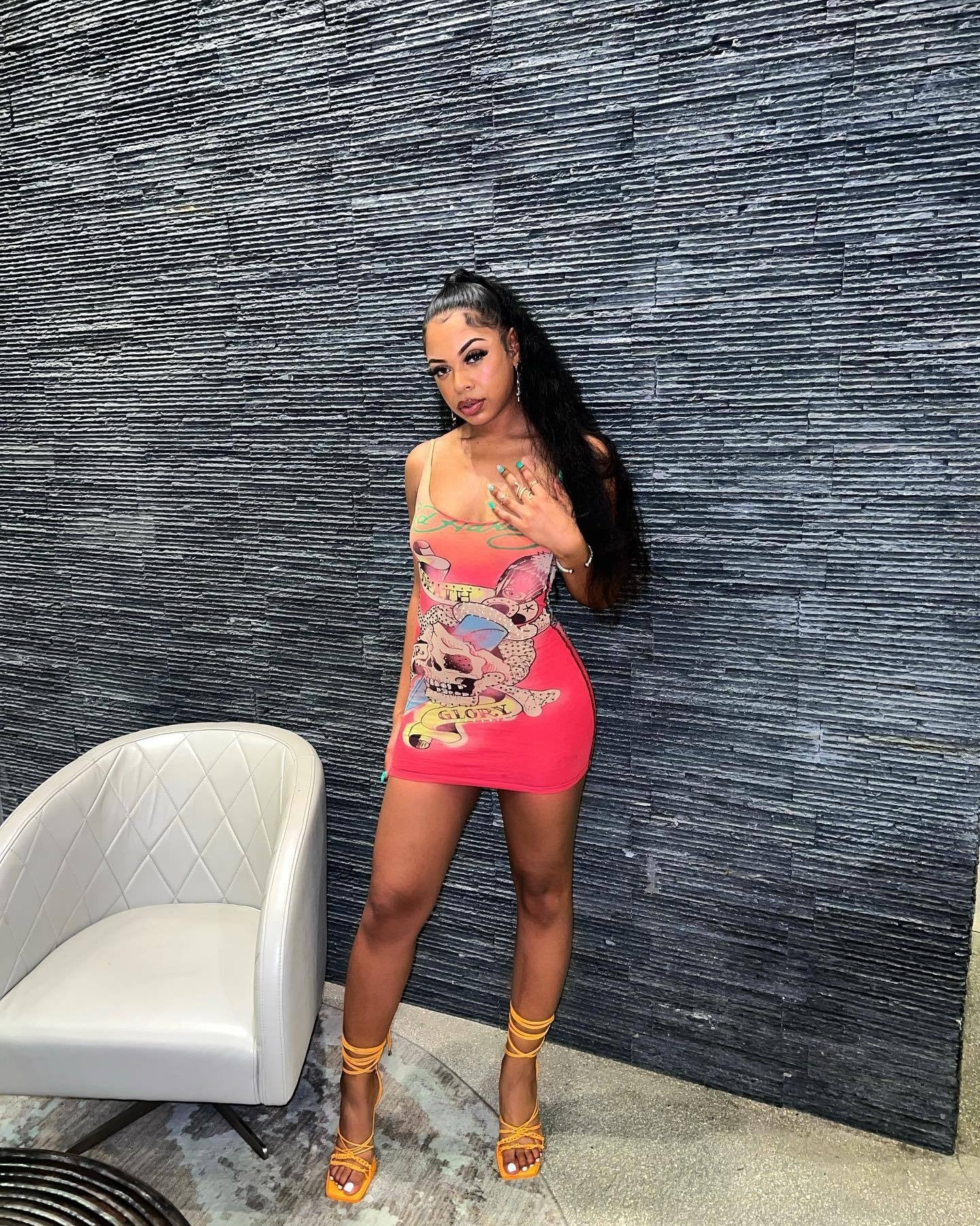 Women's Fashion Casual Positioning Print Strap Dress 5