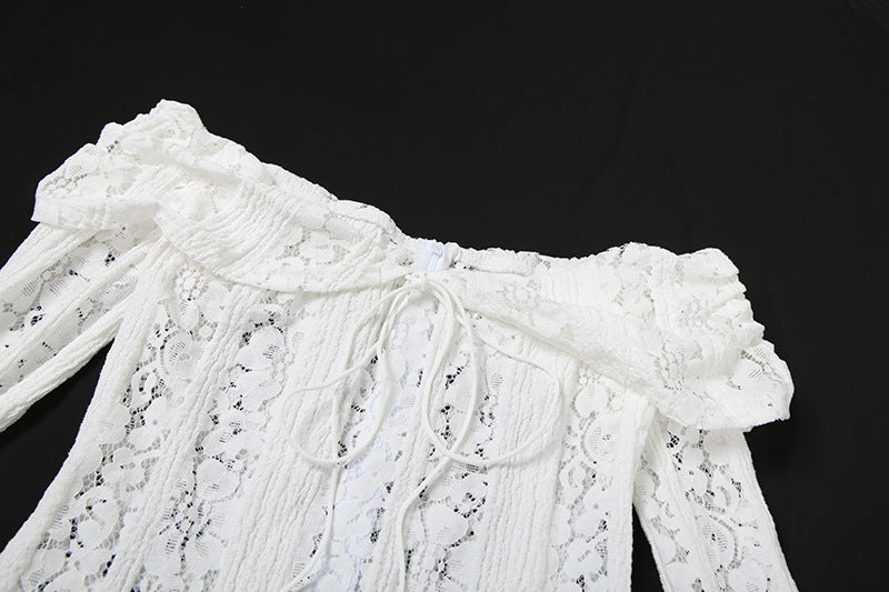 Women Off Shoulder Lace Long Sleeve Bodycon Dress 10