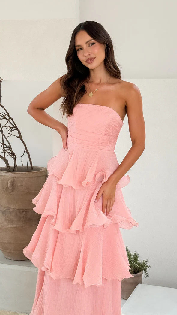 Women's Summer Sexy Fashion Low Back Strapless Cake Dress 41