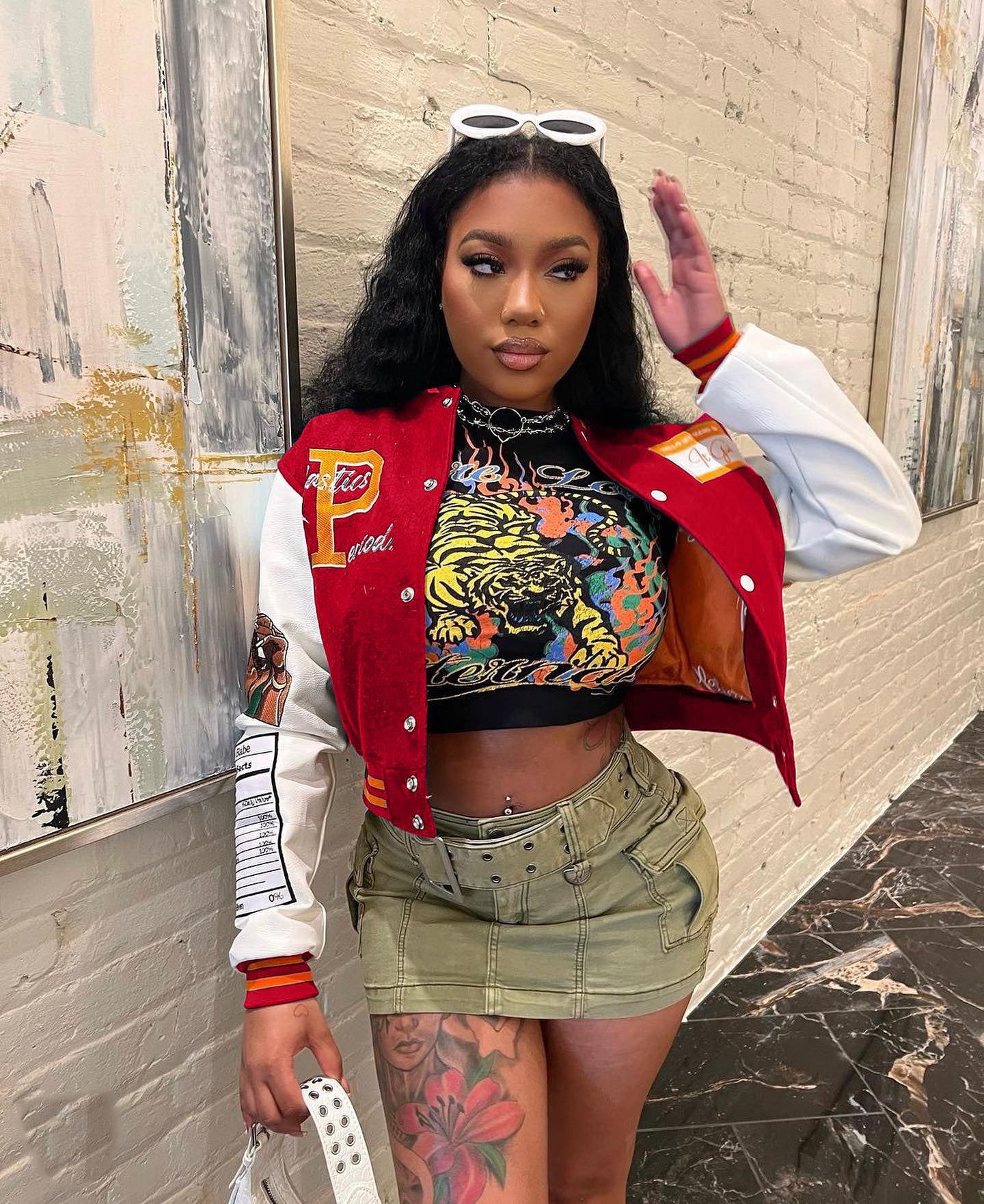 Women Fashion Velvet Print Embroidered Baseball Jacket 4