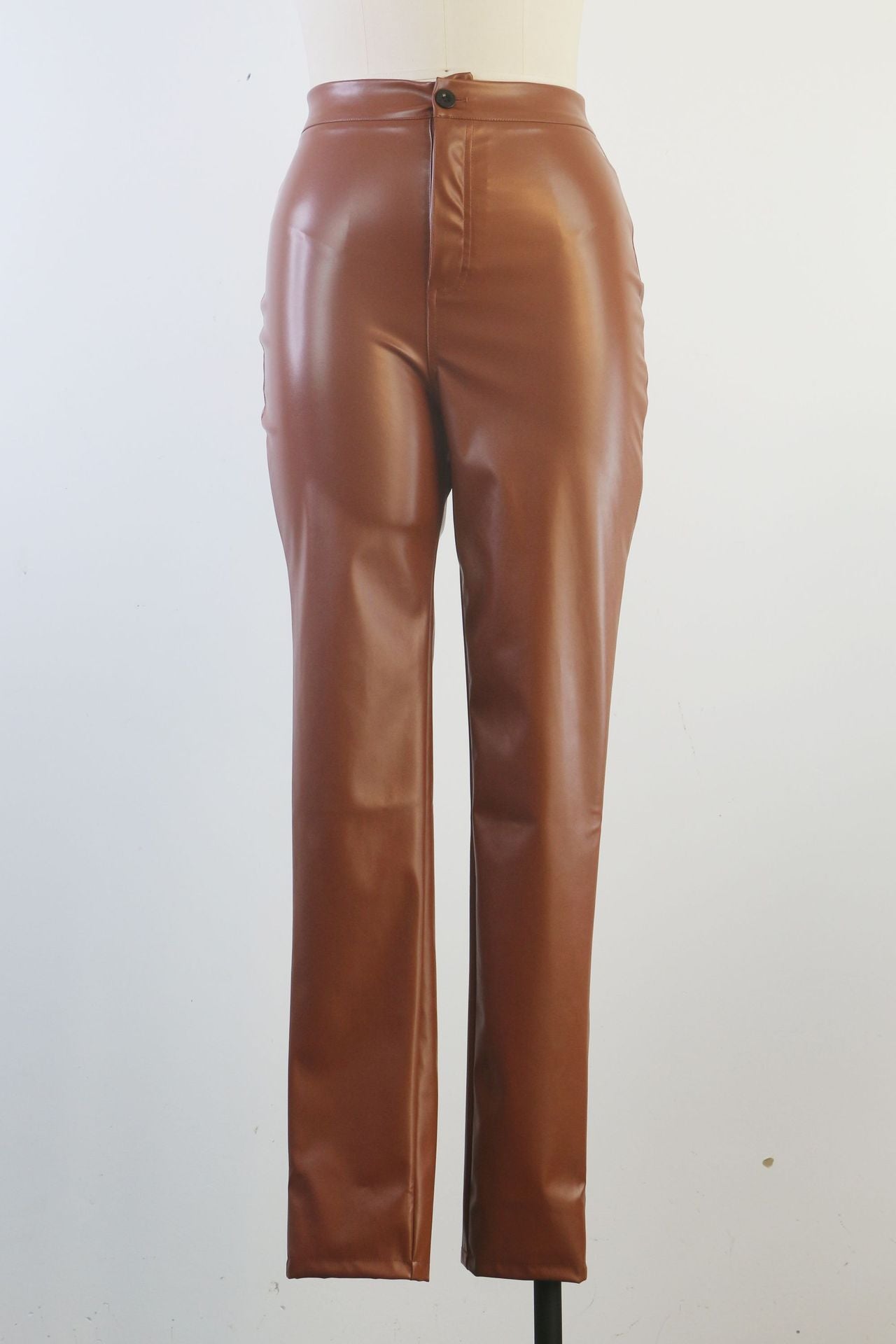 Trend Tight Fitting Pu Leather trousers Style all-match high waist pencil pants 10