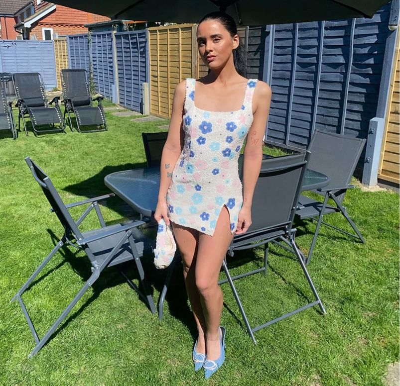 Spring Summer Multi-Color Flower Diamond Plaid Sequin Slit Bodycon Sexy Dress 3