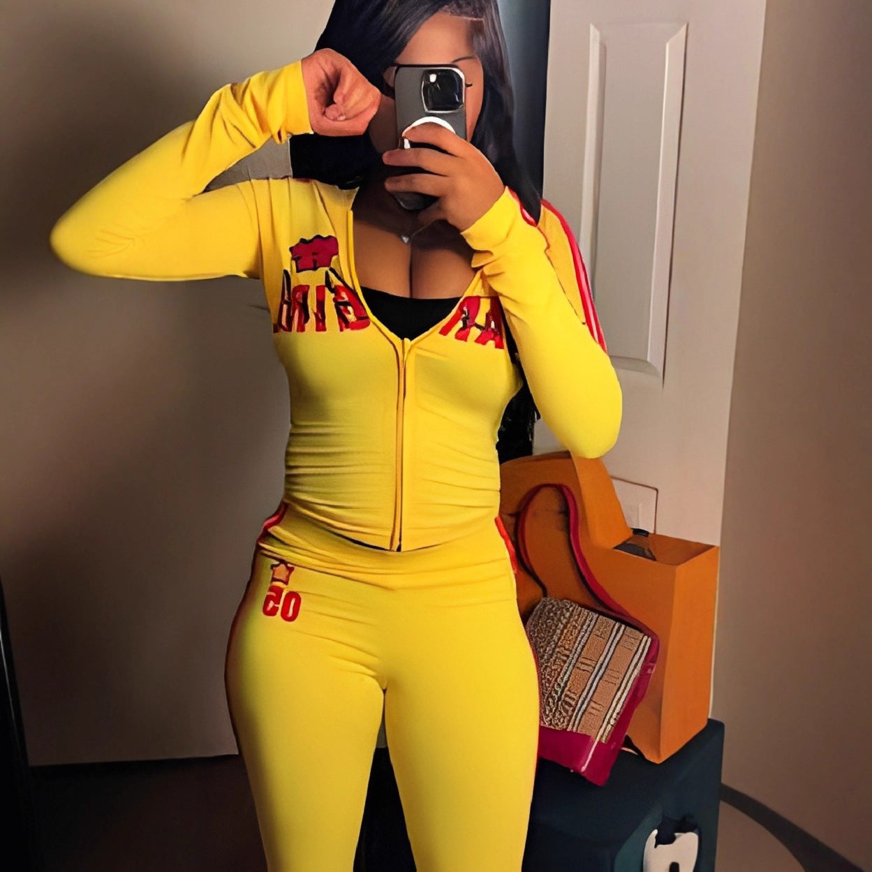 Women Top and Fitness Bell Bottom Two-Piece Set 3