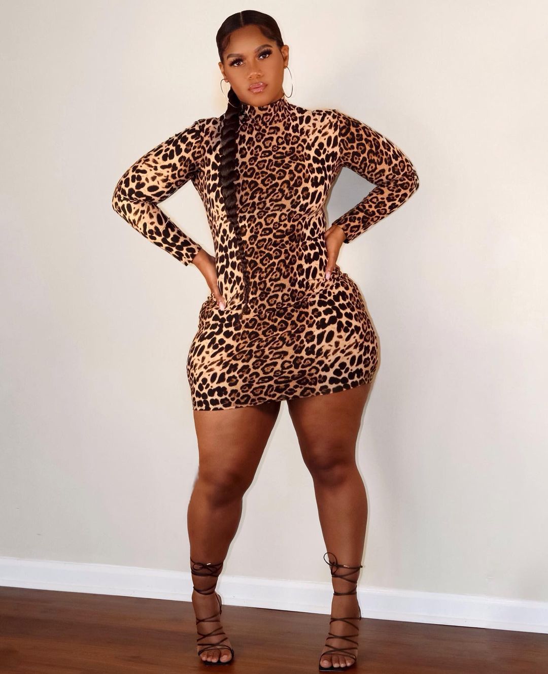 Plus Size Women's Early Fall Leopard Bodycon Dress