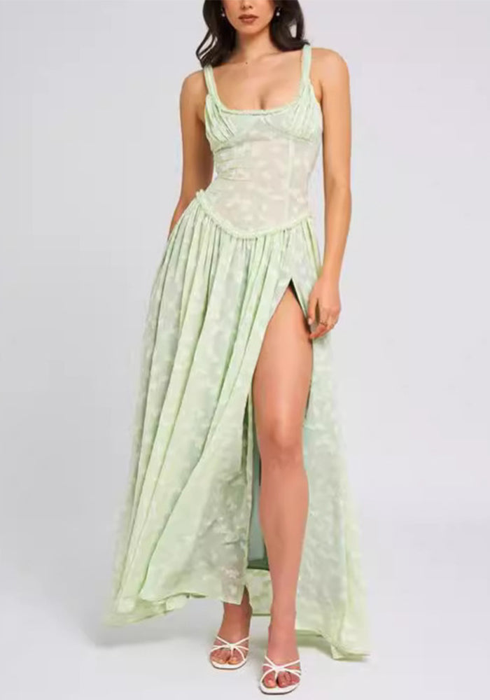 Women's U-Neck Strap Backless Chiffon Dress