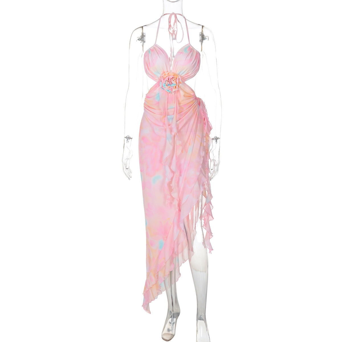 Women Fall Sexy Mesh Strapless Lace Dress 10