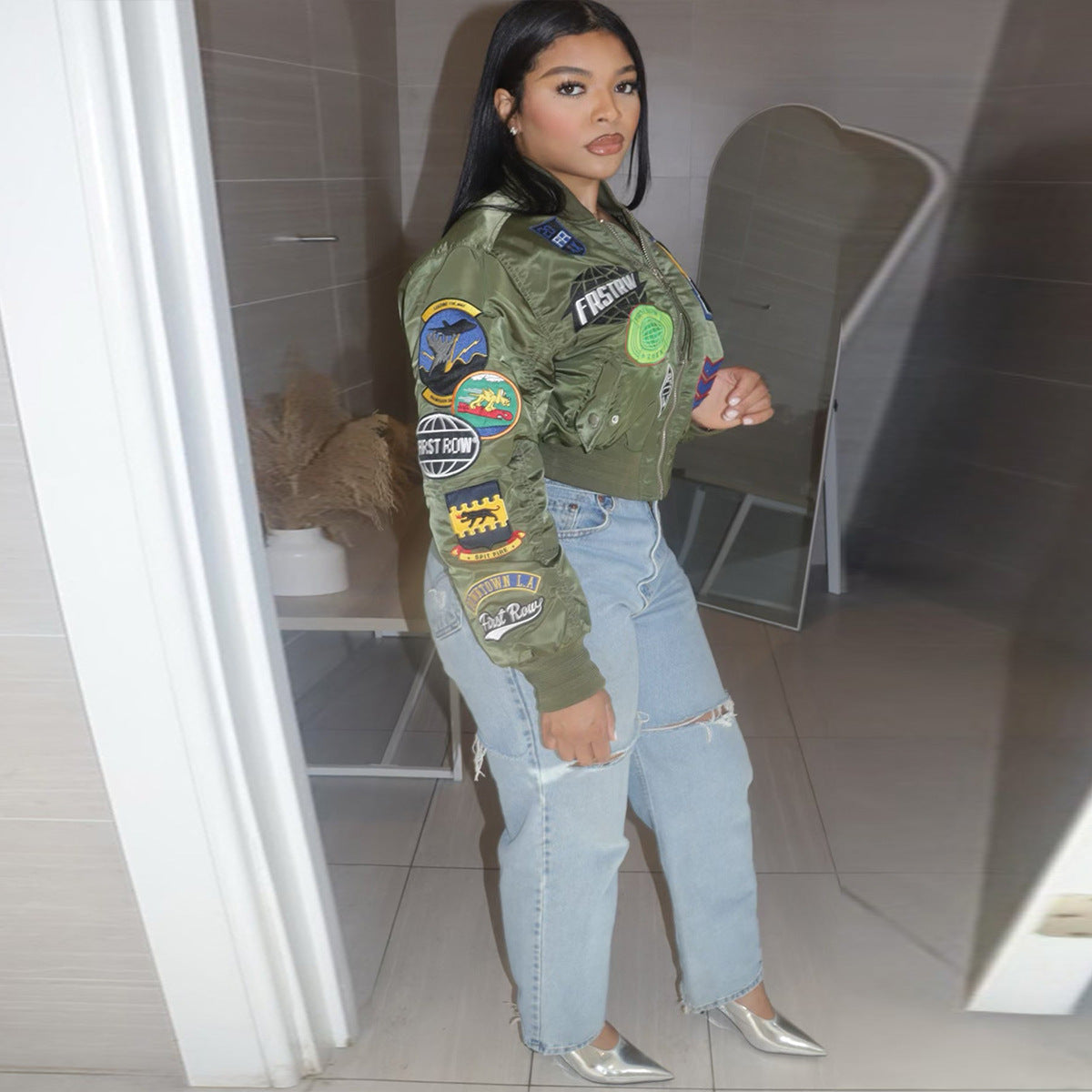 Embroidered Casual Bomber Jacket 4