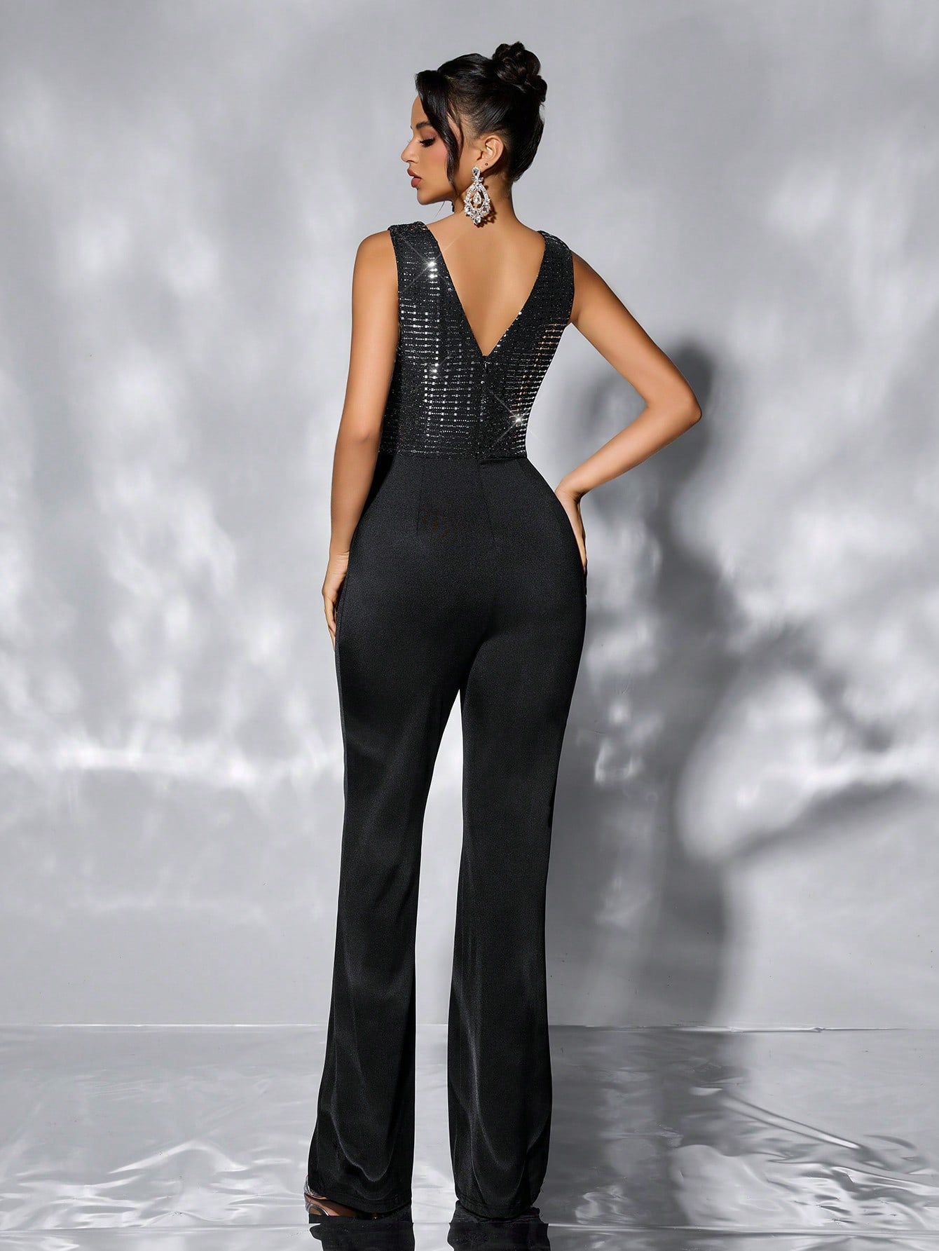 Women Casual Sequin Wide Leg Jumpsuit 3