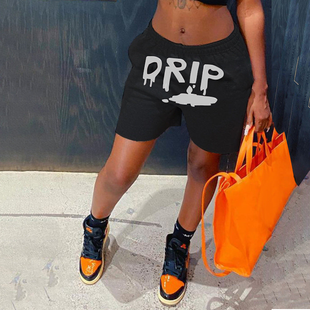 Women's Fashion Letter Print Summer Casual Shorts