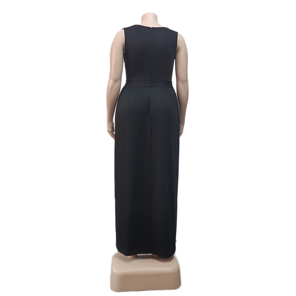 Plus Size Solid Color Sexy Dress Slit Maxi Dress 10