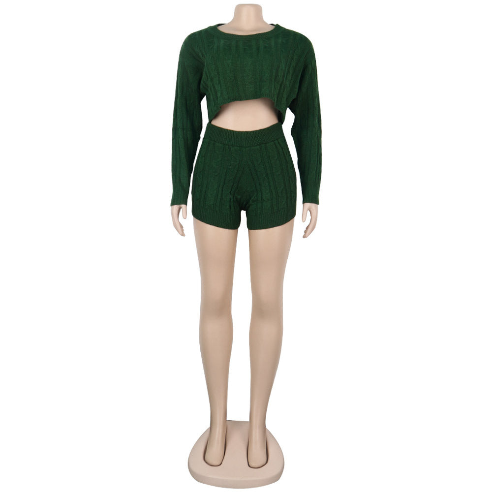 Women's Knit Sweater Shorts Nightclub Two-Piece Set 29