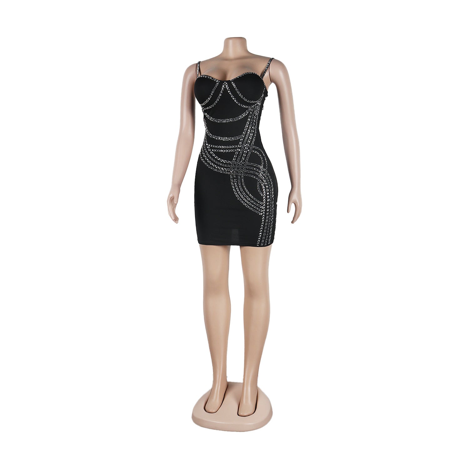 Sexy Beaded straps Slim bodycon club Dress 11