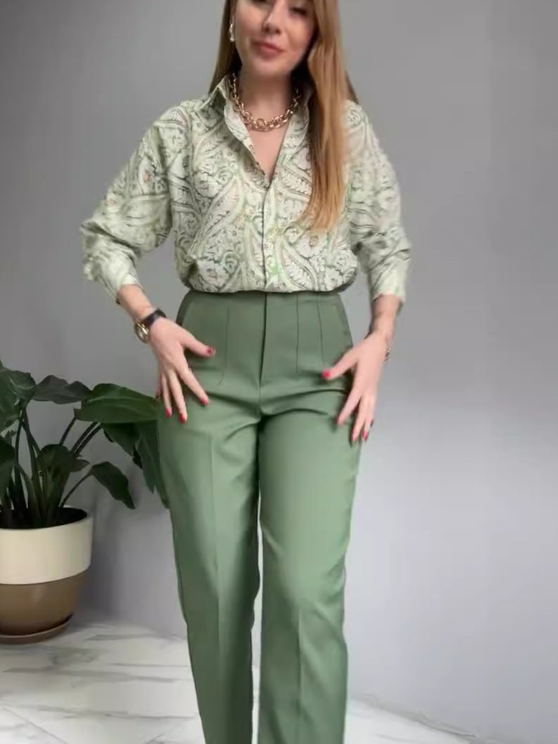 Women Summer Printed Top and Pants Two-Piece Set 7