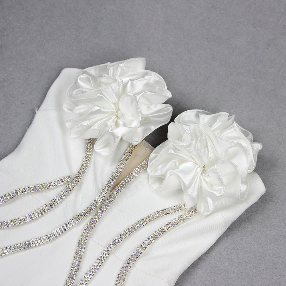 Women Flower Chain Strapless Dress 8