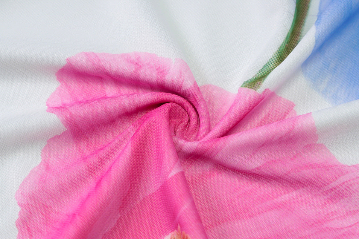 Women Summer U-neck Backless Mesh Print Bodycon Strap Dress 16