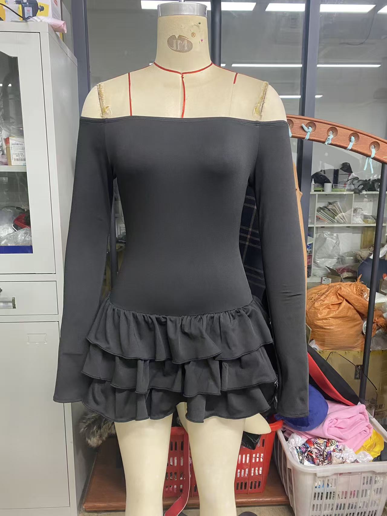 Women Spring/Autumn Round-Neck Pleated Sexy Elegant Bodycon Dress 8