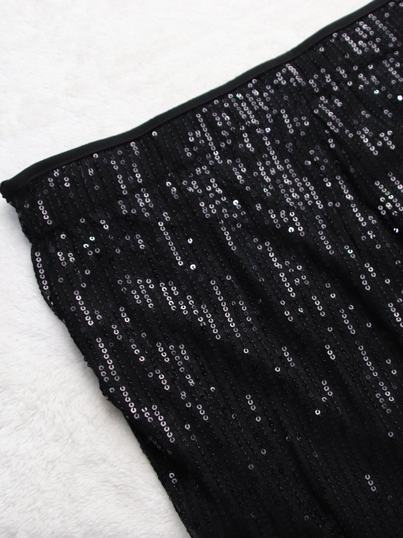 Women Summer Sequin Solid Short Sleeve Top and Pants Two-piece Set 9