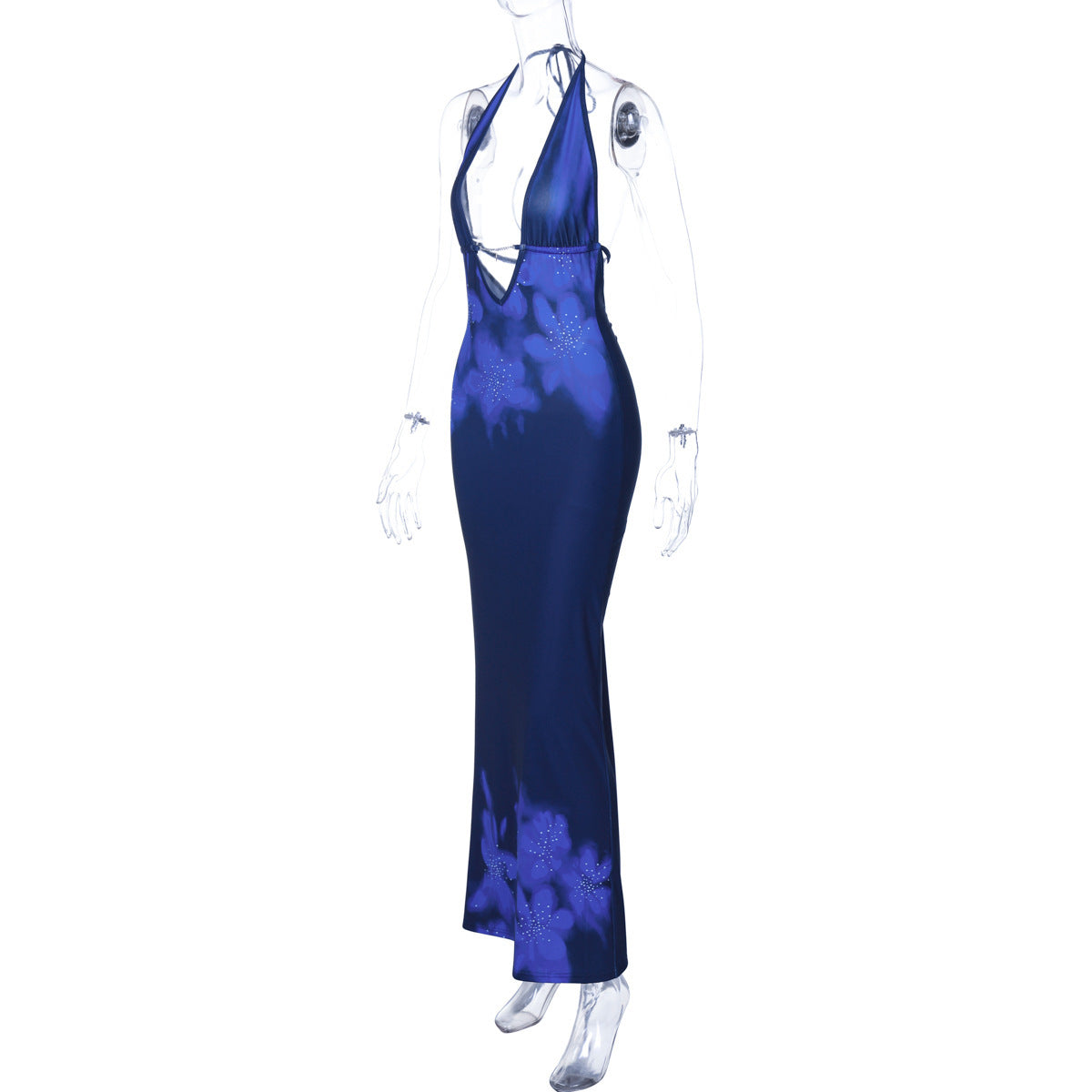 Trendy Printed Sexy Low-Back Slim Long Dress 8