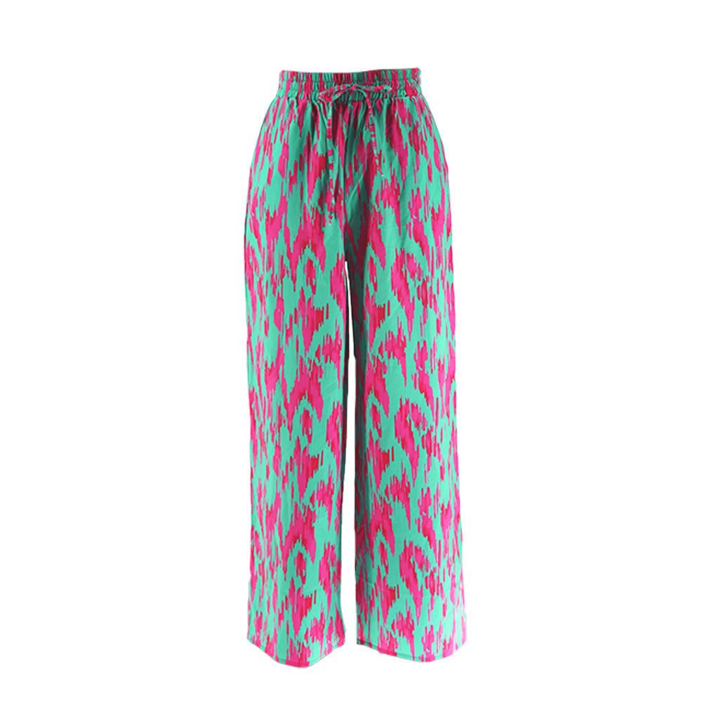 Women's loose Casual straight pants printed Chic elegant trousers 14