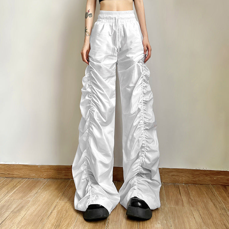 Summer women's fashion high waist Pleated loose casual pants 4