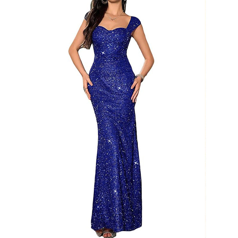 Women's Elegant Slim Strappy Solid Color Mermaid Long Dress 11