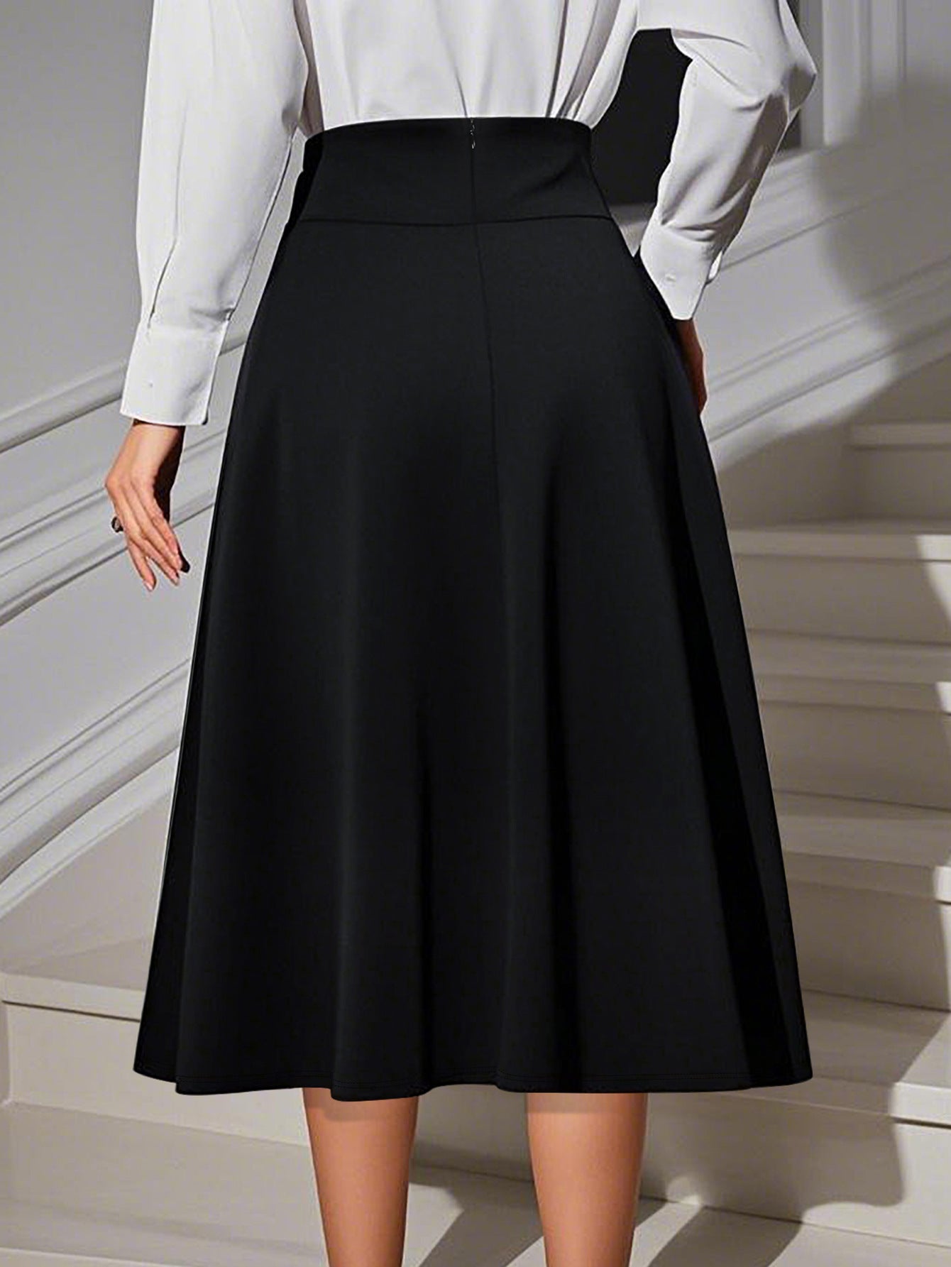 Women's Fashion Elegance Belt Solid Color Skirt 5