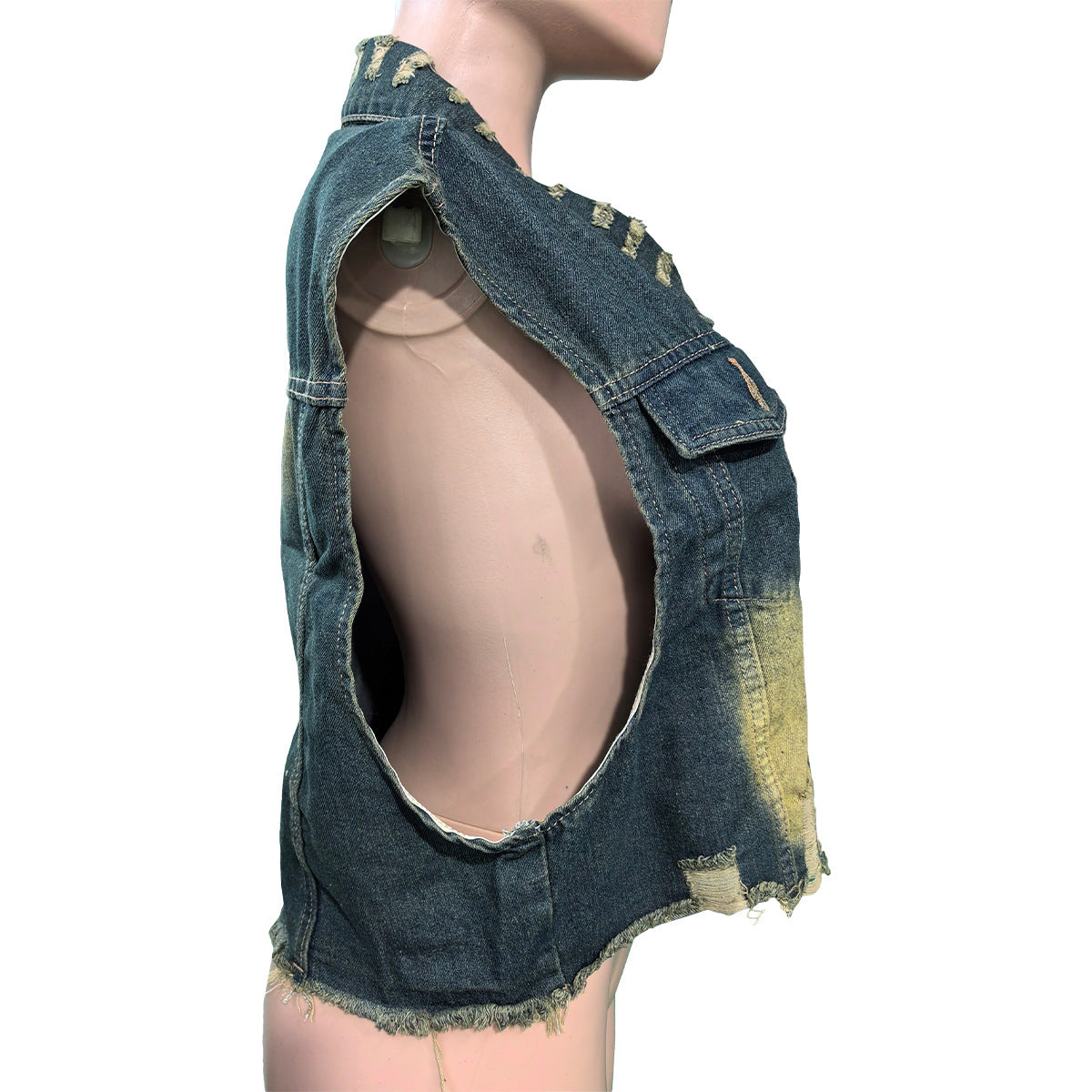 Button Cargo Washed Denim Top 6